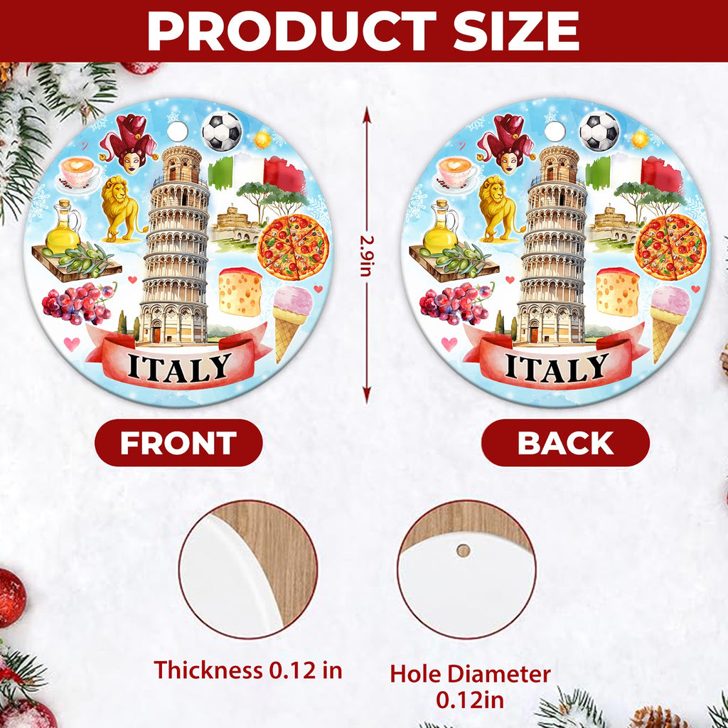 Italy Christmas Ornament, Travel Souvenir Keepsake Gift, Ceramic Hanging Tree Decoration