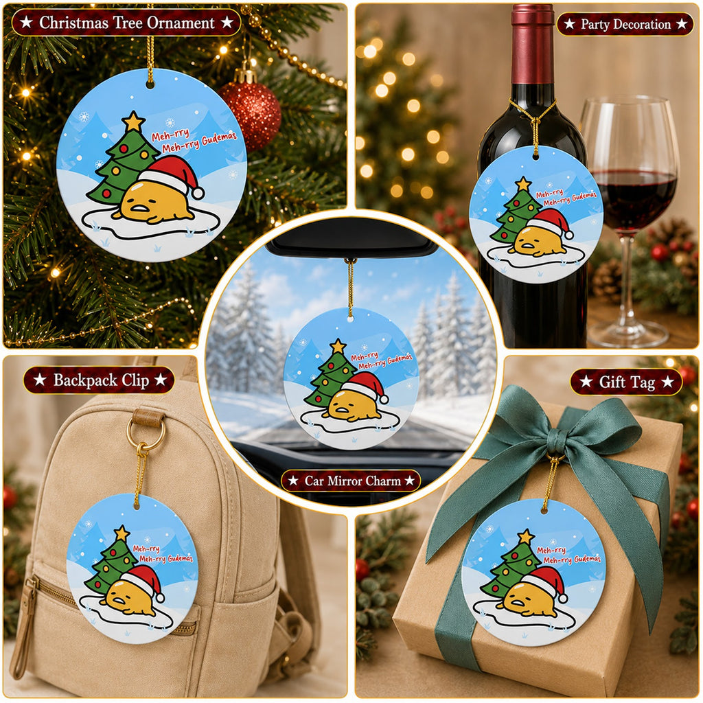 Funny Egg Christmas Ornament, Lazy Kawaii Teen Gift, Ceramic Hanging Tree Decoration