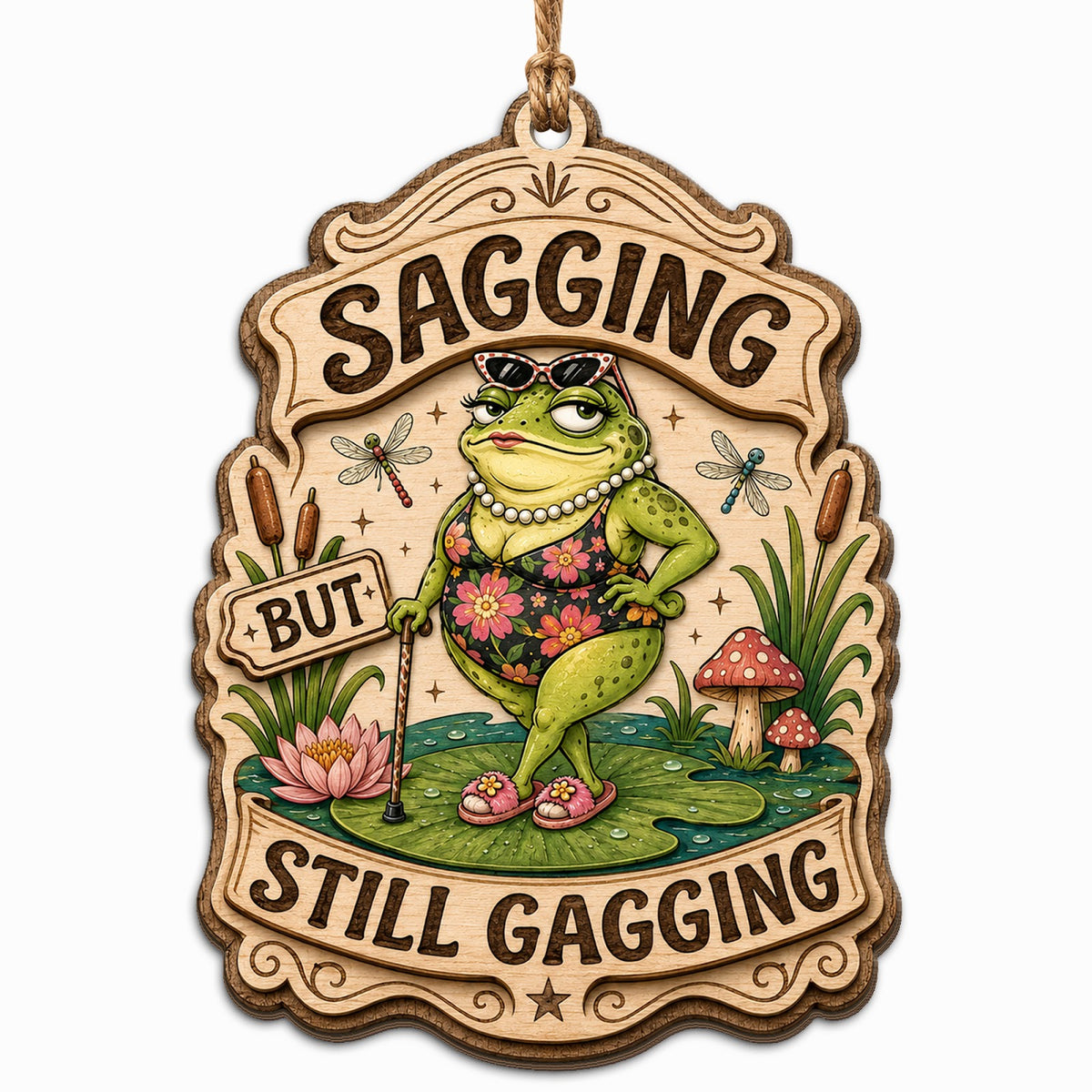 Festive Frog Keepsake, Stocking Stuffer For Amphibian Fan, Holiday Frog Mantle Decor