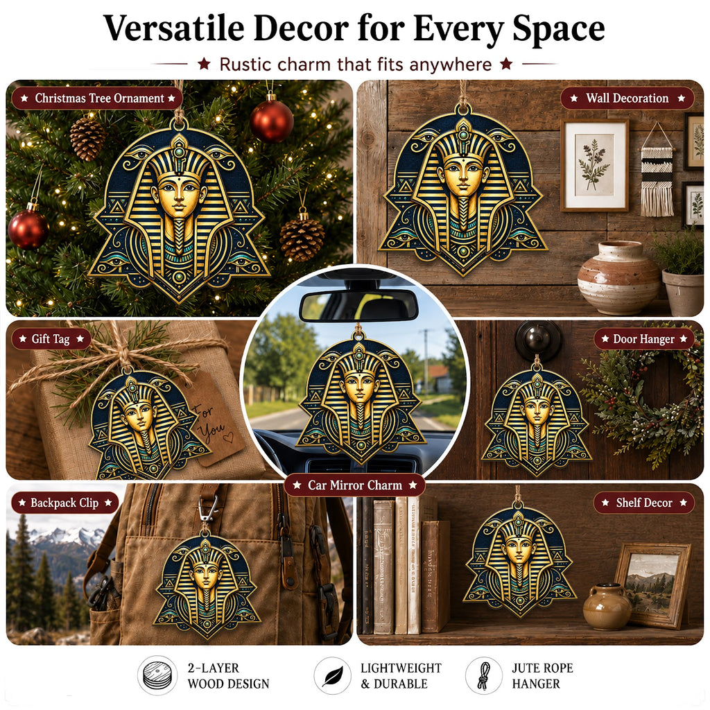 Pharaoh Egypt Ancient History Christmas Ornament, Ancient Egypt Keepsake, Wood Tree Decoration
