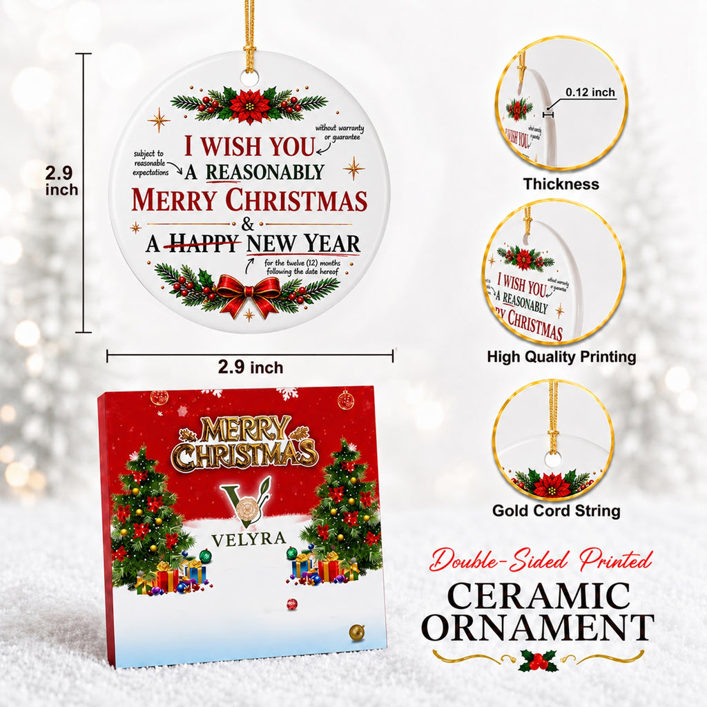A Reasonably Merry Christmas Ornament, Funny Lawyer Gift, Ceramic Hanging Tree Decoration