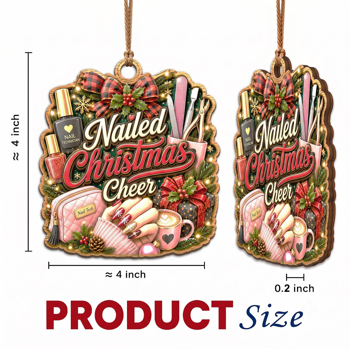 Nail Technician Wood Christmas Ornament