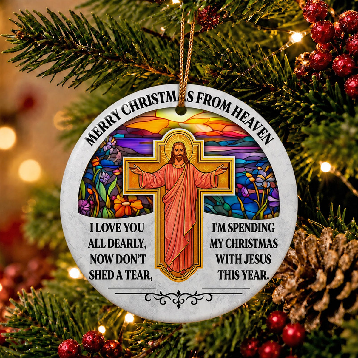 Memorial Christmas Ornament, In Heaven Remembrance Gift, Ceramic Hanging Tree Decoration