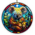 Mosaic Koala Clinging to a Eucalyptus Limb on Cobalt Glass. Ceramic Keepsake for Wildlife and Zoo Lovers.