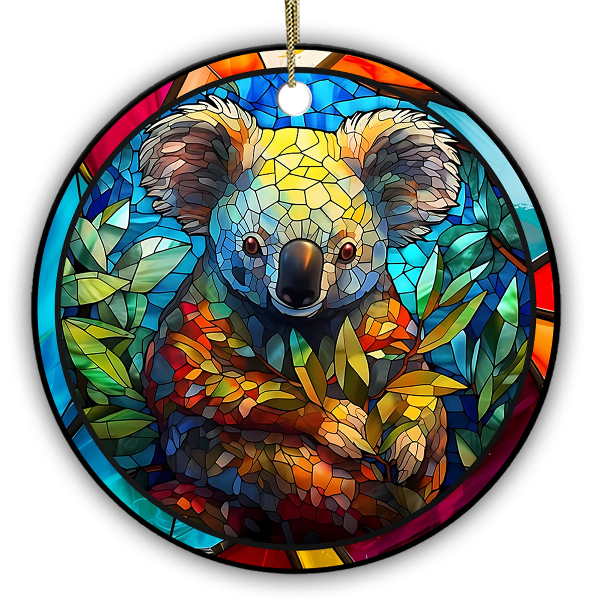 Mosaic Koala Clinging to a Eucalyptus Limb on Cobalt Glass. Ceramic Keepsake for Wildlife and Zoo Lovers.
