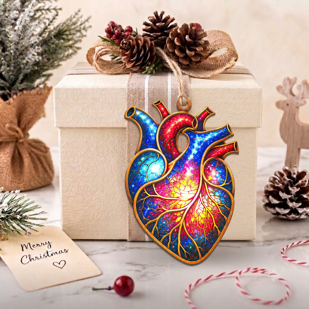 Anatomical Heart Human Biology Christmas Ornament, Stocking Stuffer For Nurse, Wood Ornament