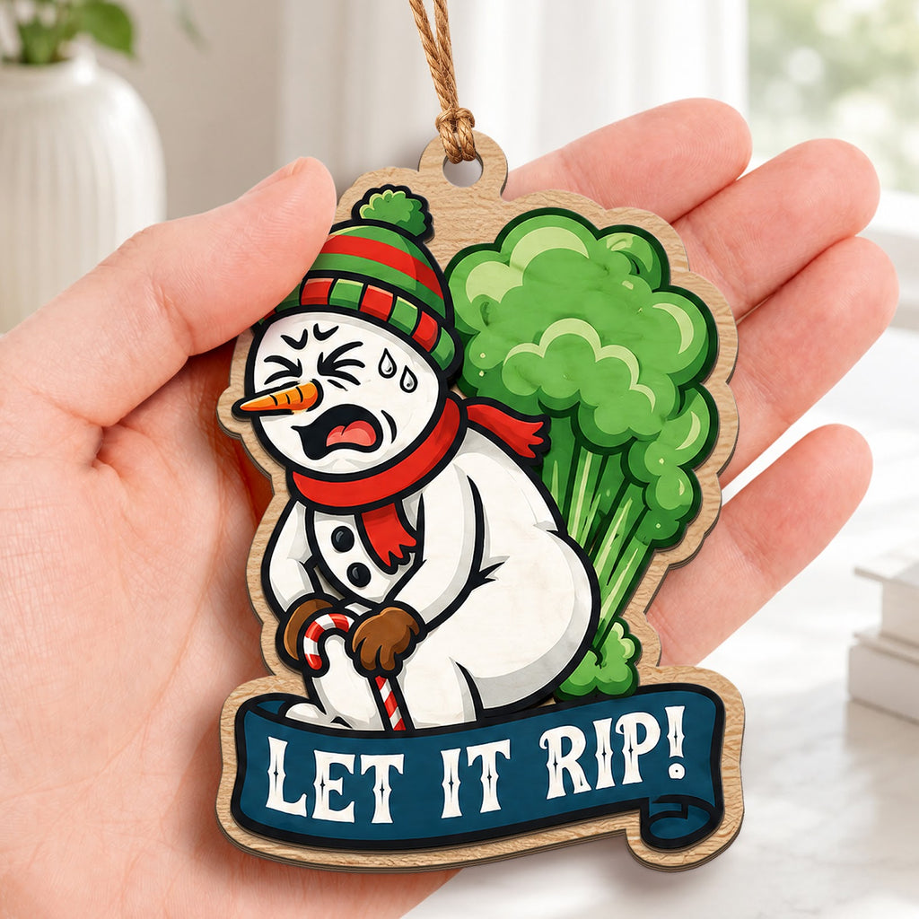 Let It Rip Funny Novelty Humor Christmas Ornament, Potty Humor Keepsake, Wood Tree Decoration