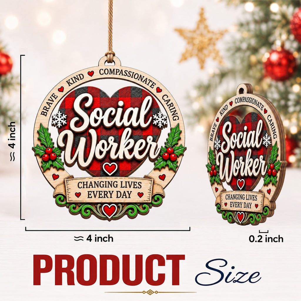 Social Worker Wood Christmas Ornament