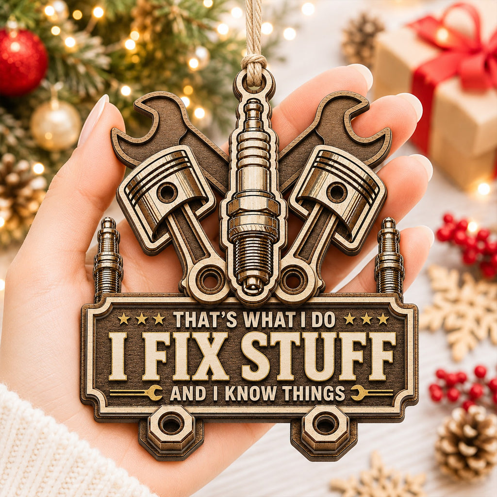 Mechanic That Christmas Ornament, Stocking Stuffer For Car Guy, Wood Hanging Tree Decoration