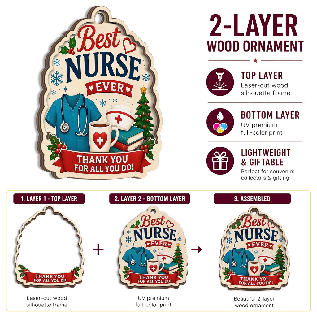 Nurse Wood Christmas Ornament