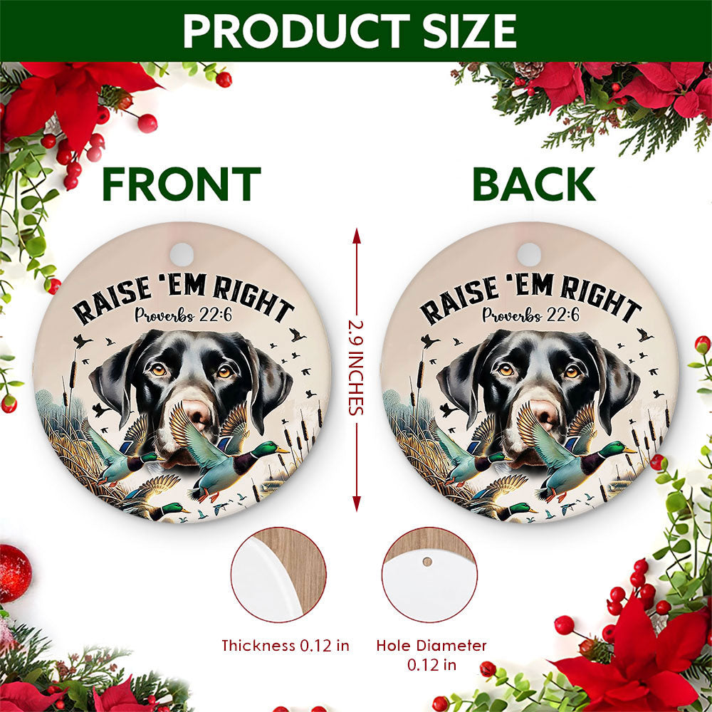 Duck Hunting Christmas Ornament, Black Lab Faith Hunter Gift Idea, Ceramic Tree Decoration