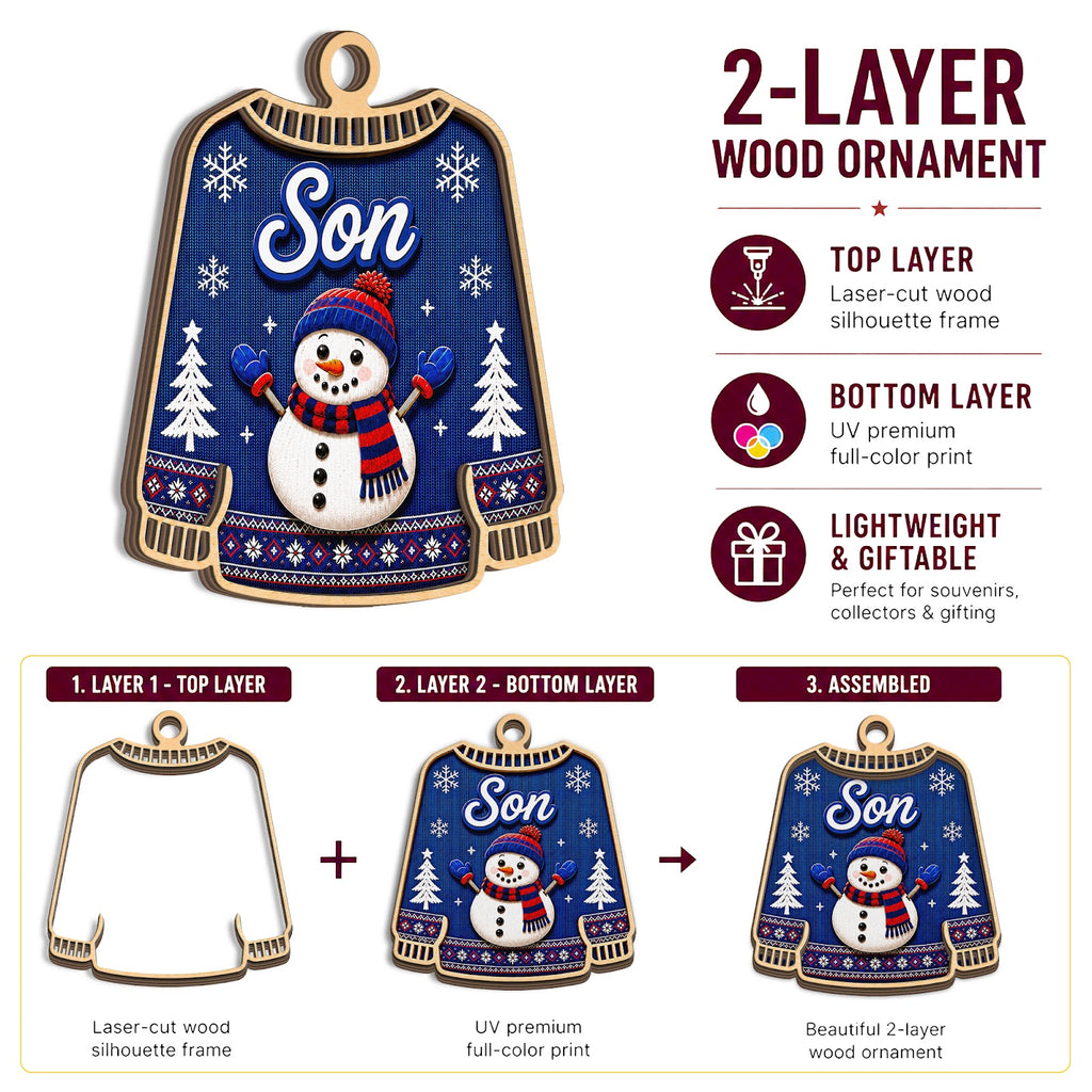 Son Christmas Ornament, Sentimental Gift From Mom And Dad, Wood Hanging Tree Decoration