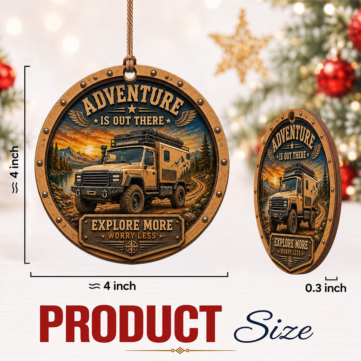 Overland Camper Off Road Travel Christmas Ornament, Off-Road Explorer Keepsake, Wood Ornament