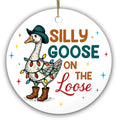 Goose in a Wide-Brim Hat and Cowboy Boots Wrapped in Lights. Ceramic Keepsake for Goofy Friends.