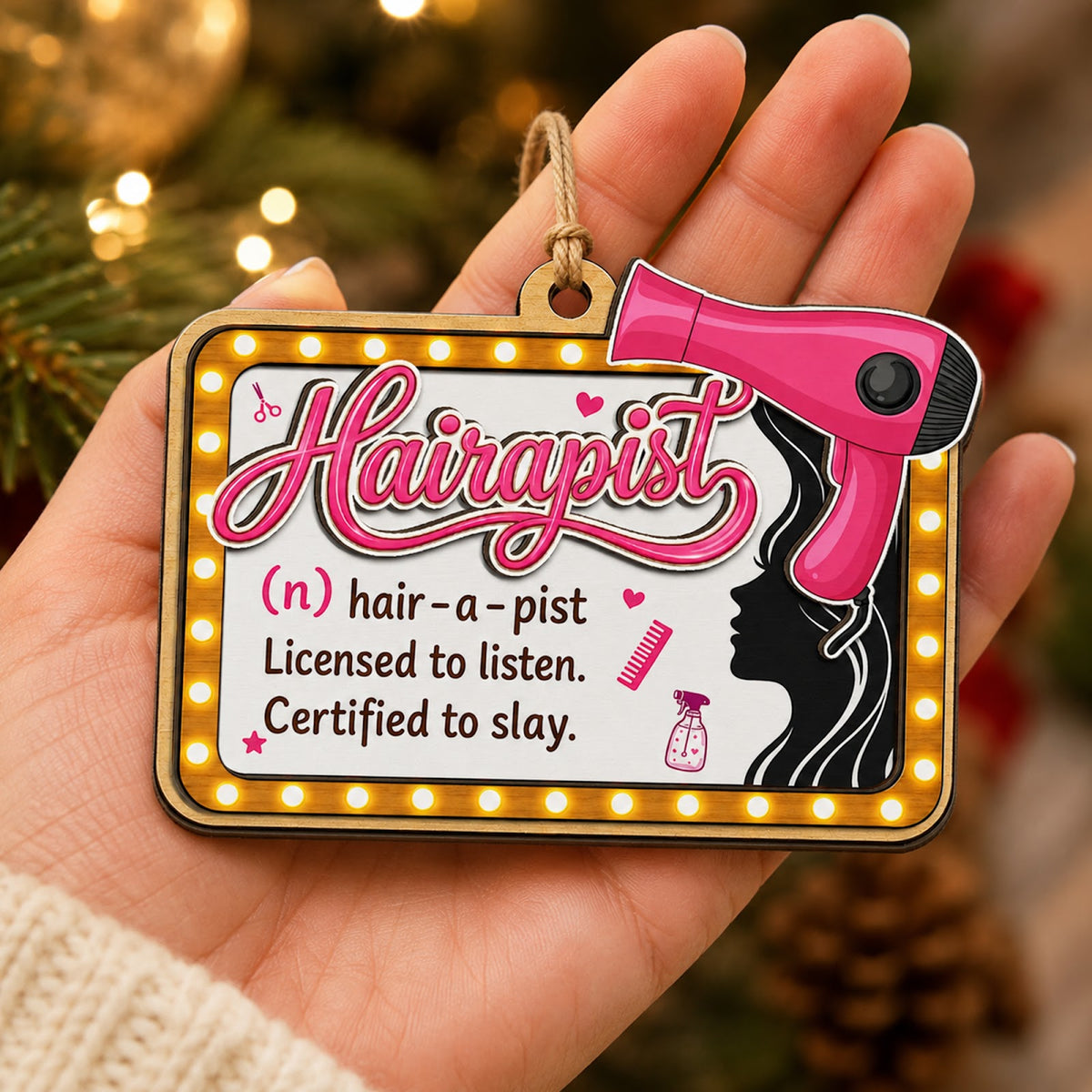 Hairapist Wood Christmas Ornament