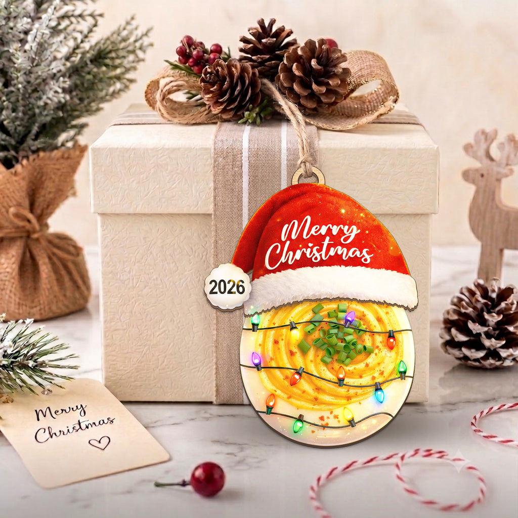 Deviled Egg Wood Christmas Ornament