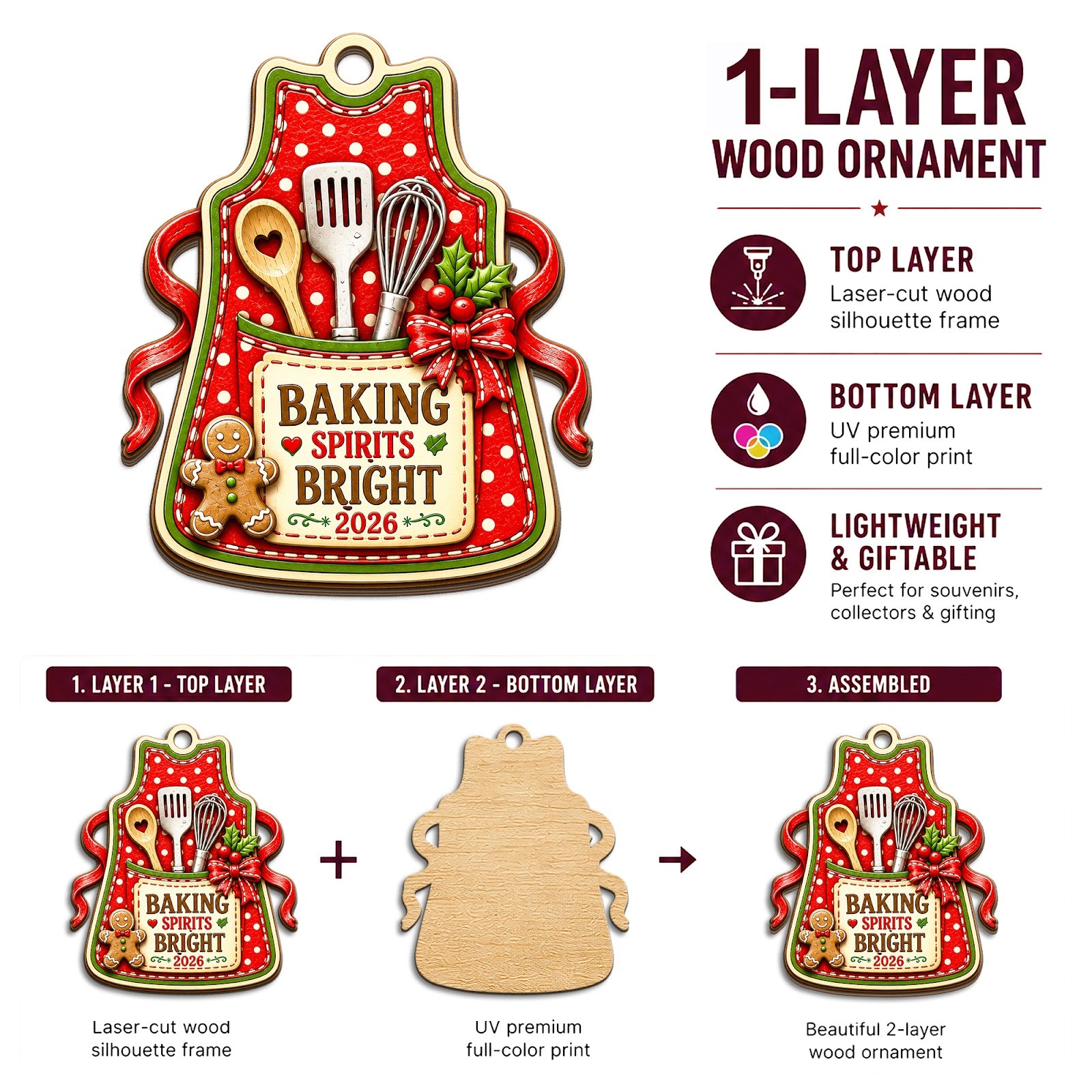 Baking Wood Christmas Ornament