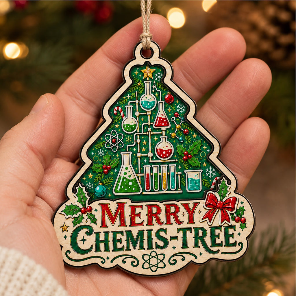 Chemistry Teacher Wood Christmas Ornament