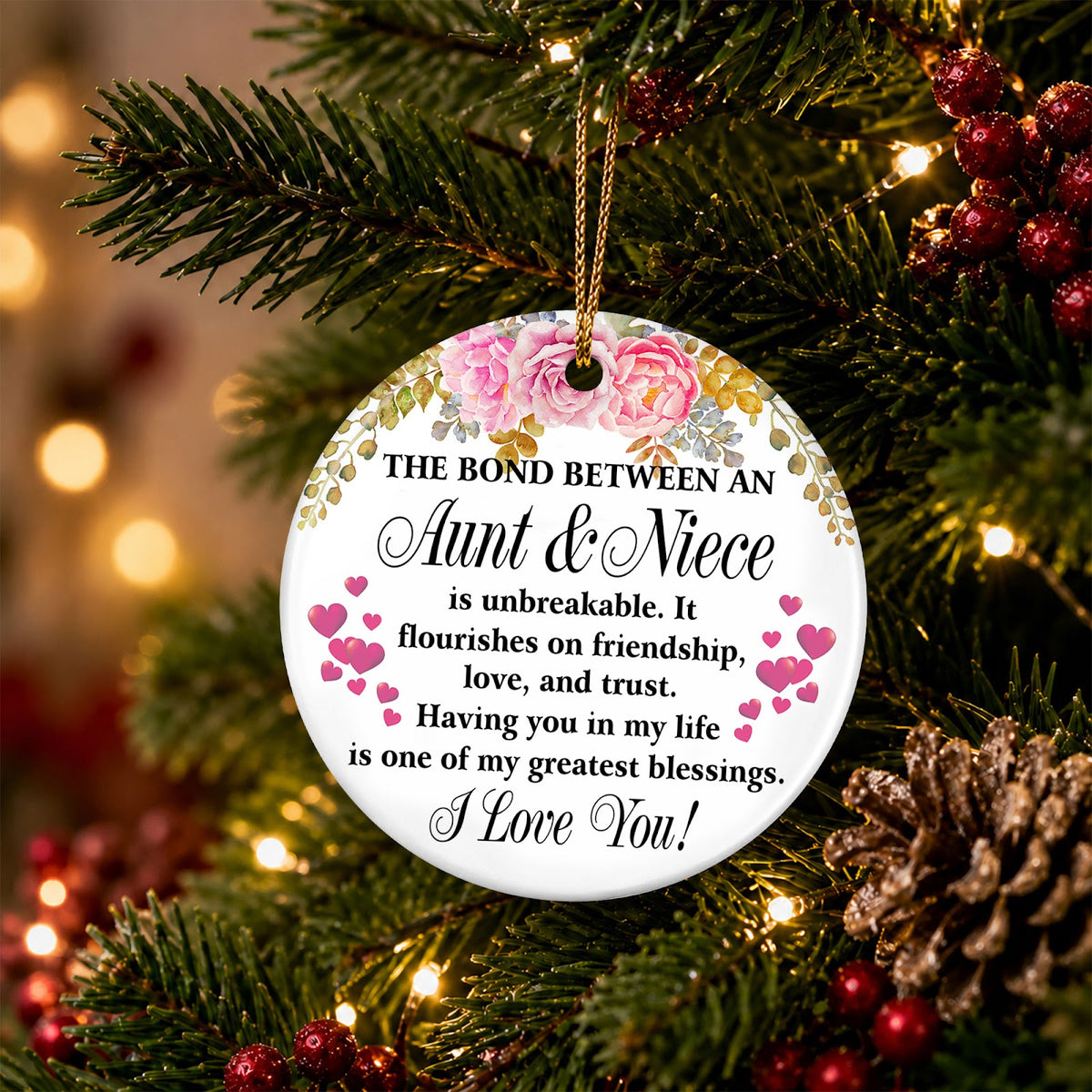 Aunt and Niece Christmas Ornament, Sentimental Keepsake Gift, Ceramic Hanging Tree Decoration