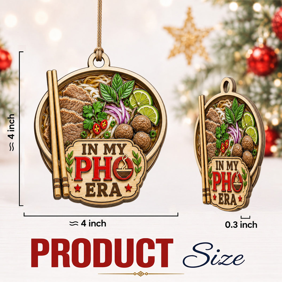 Pho Wood Christmas Ornament