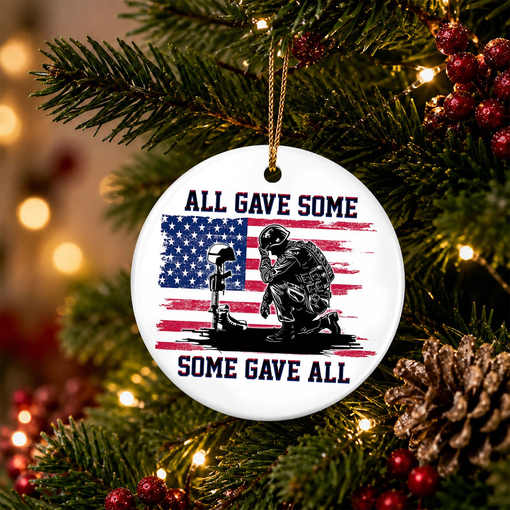 Military Memorial Christmas Ornament, All Gave Some Veteran Gift, Ceramic Tree Decoration