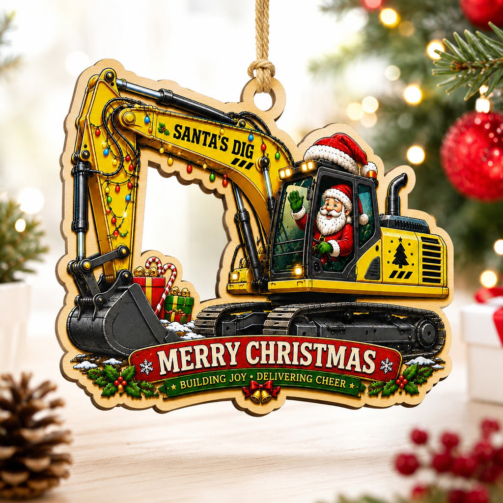 Construction Crew Builder Christmas Ornament, Stocking Stuffer For Builder, Wood Ornament