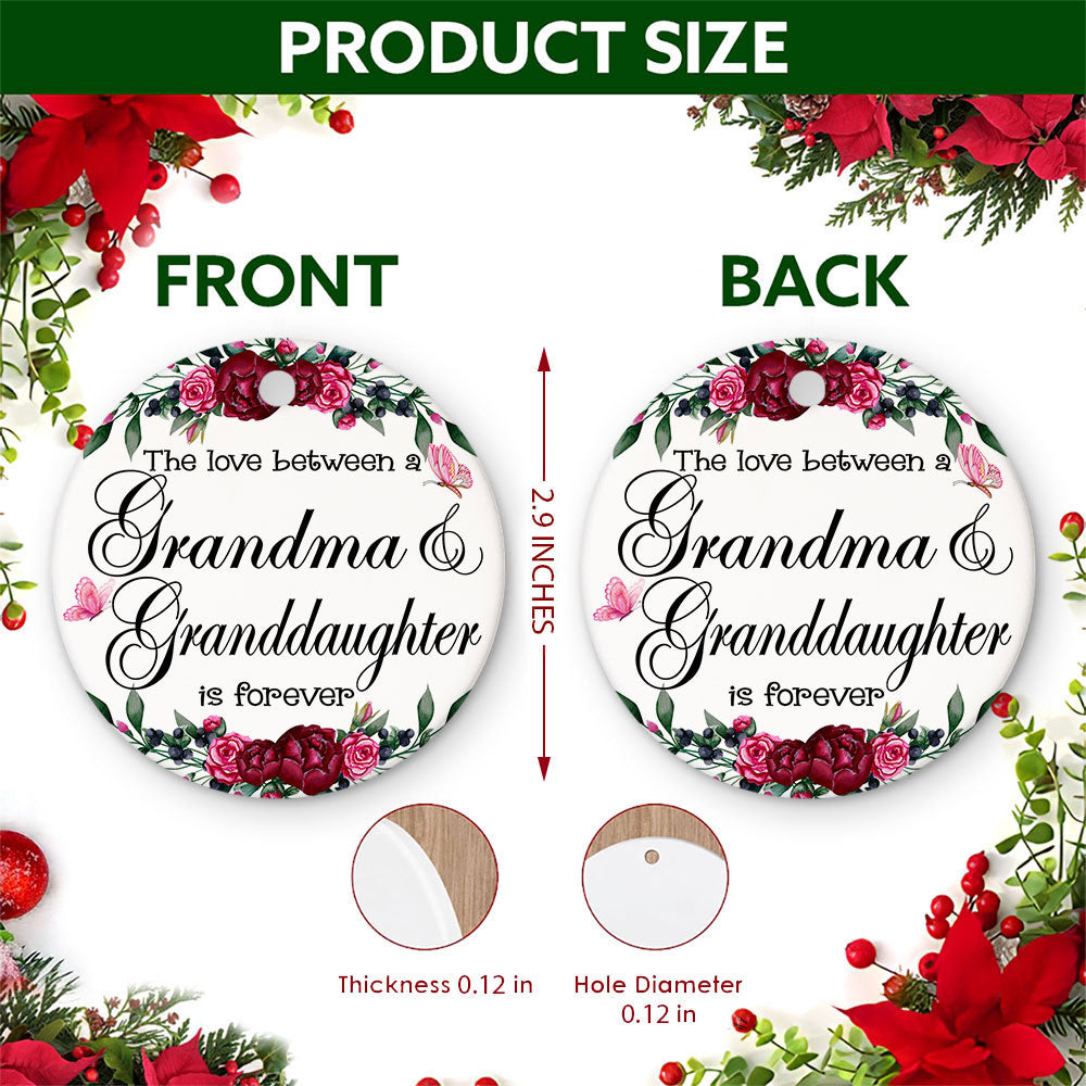 Grandma Christmas Ornament, Grandma Granddaughter Floral Gift, Ceramic Hanging Tree Decoration