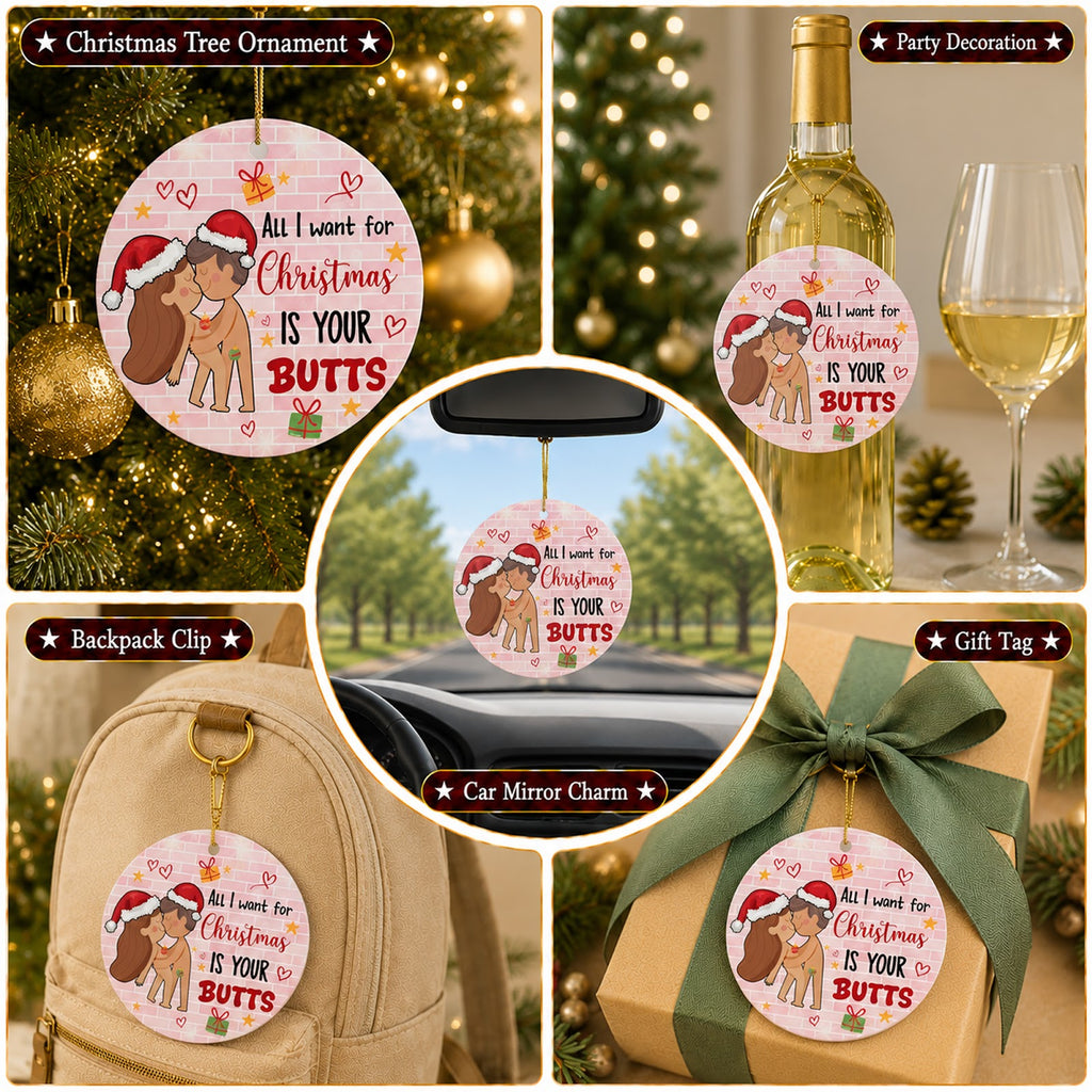 Funny Couple Christmas Ornament, Naughty Adult Humor Gift Idea, Ceramic Hanging Tree Decoration