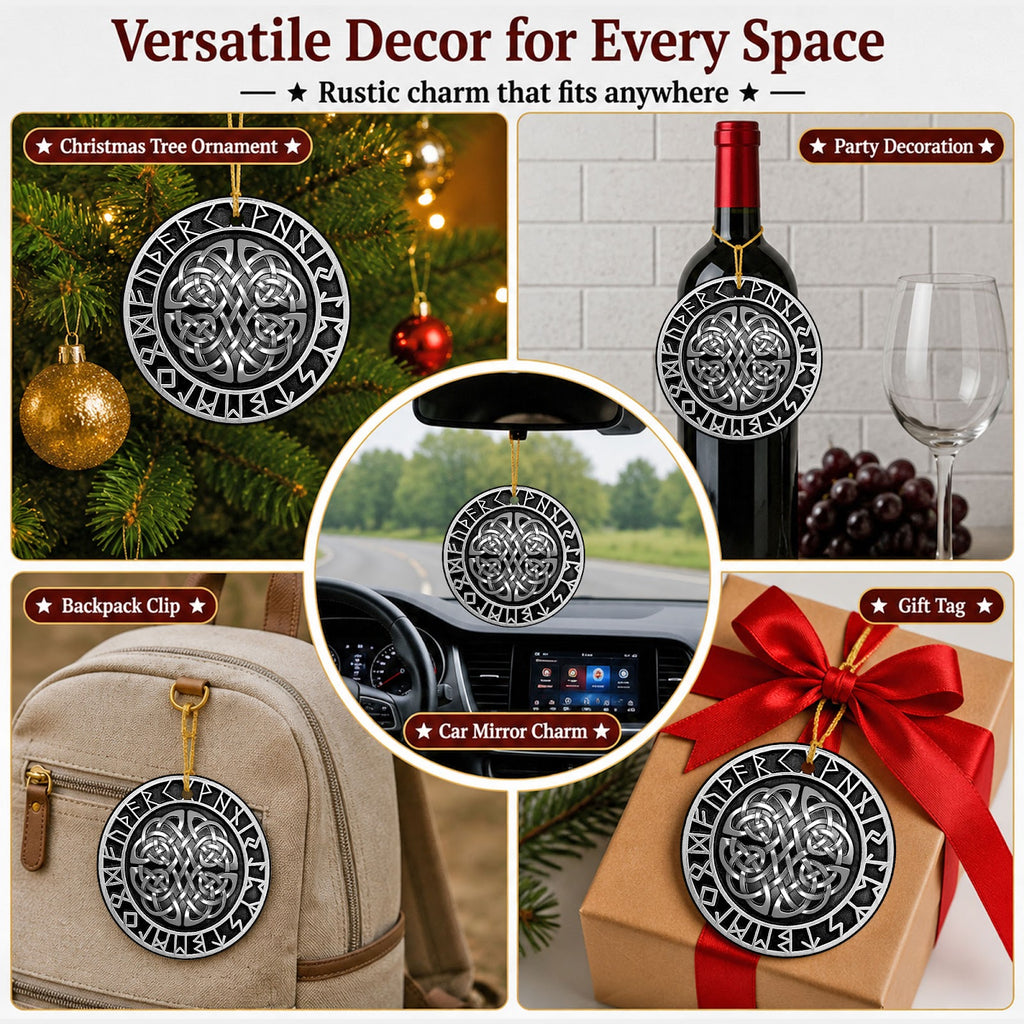 Viking Christmas Ornament, Norse Rune Celtic Knot Gift, Ceramic Hanging Tree Decoration