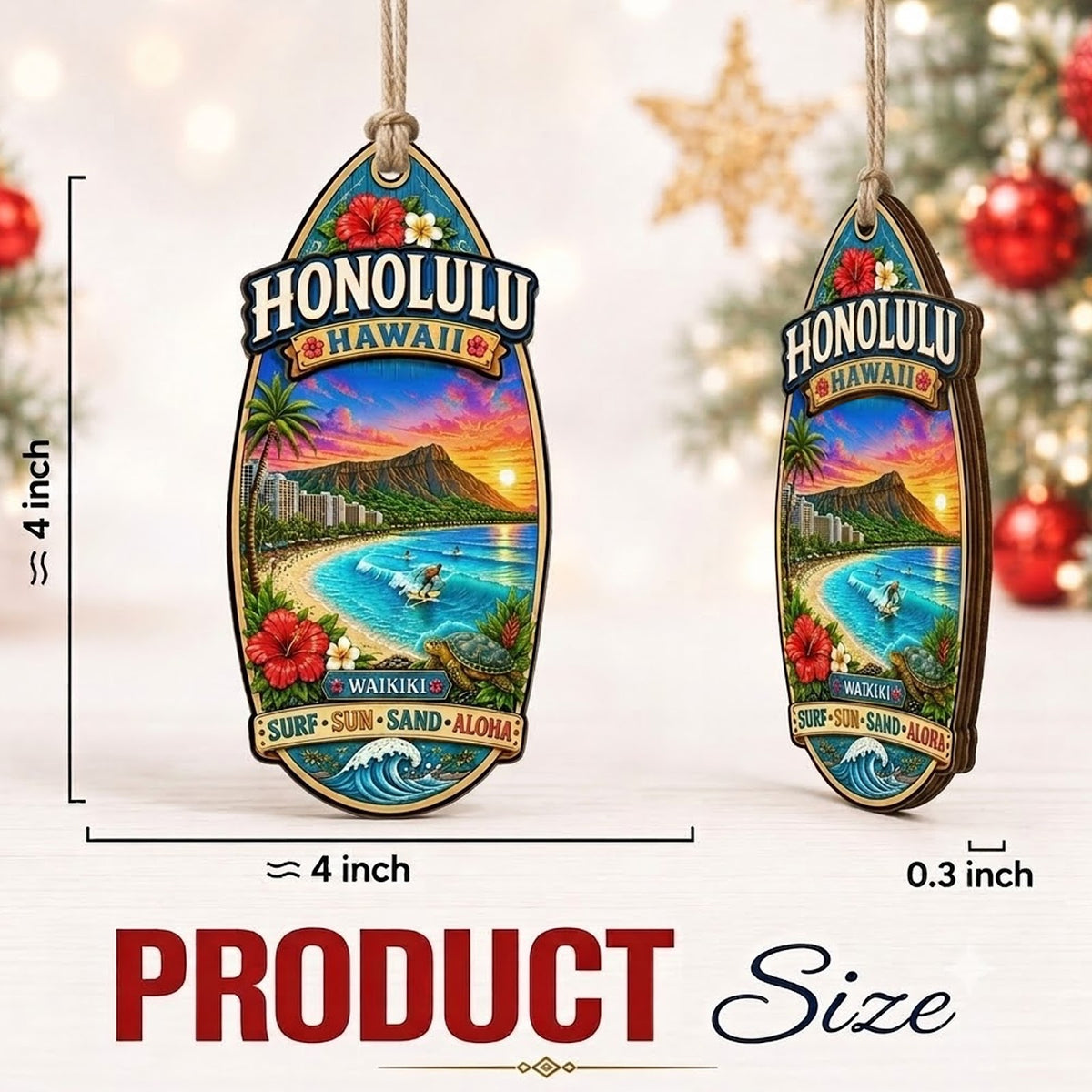 Sydney Christmas Ornament, Australia Opera House and Harbor Bridge Gift, Wood Tree Decoration