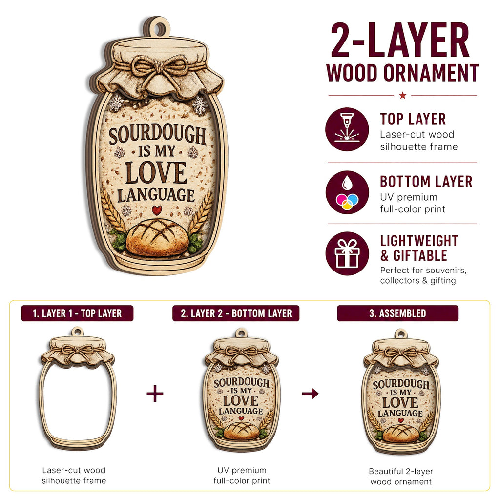 Sourdough Jar Wood Christmas Ornament