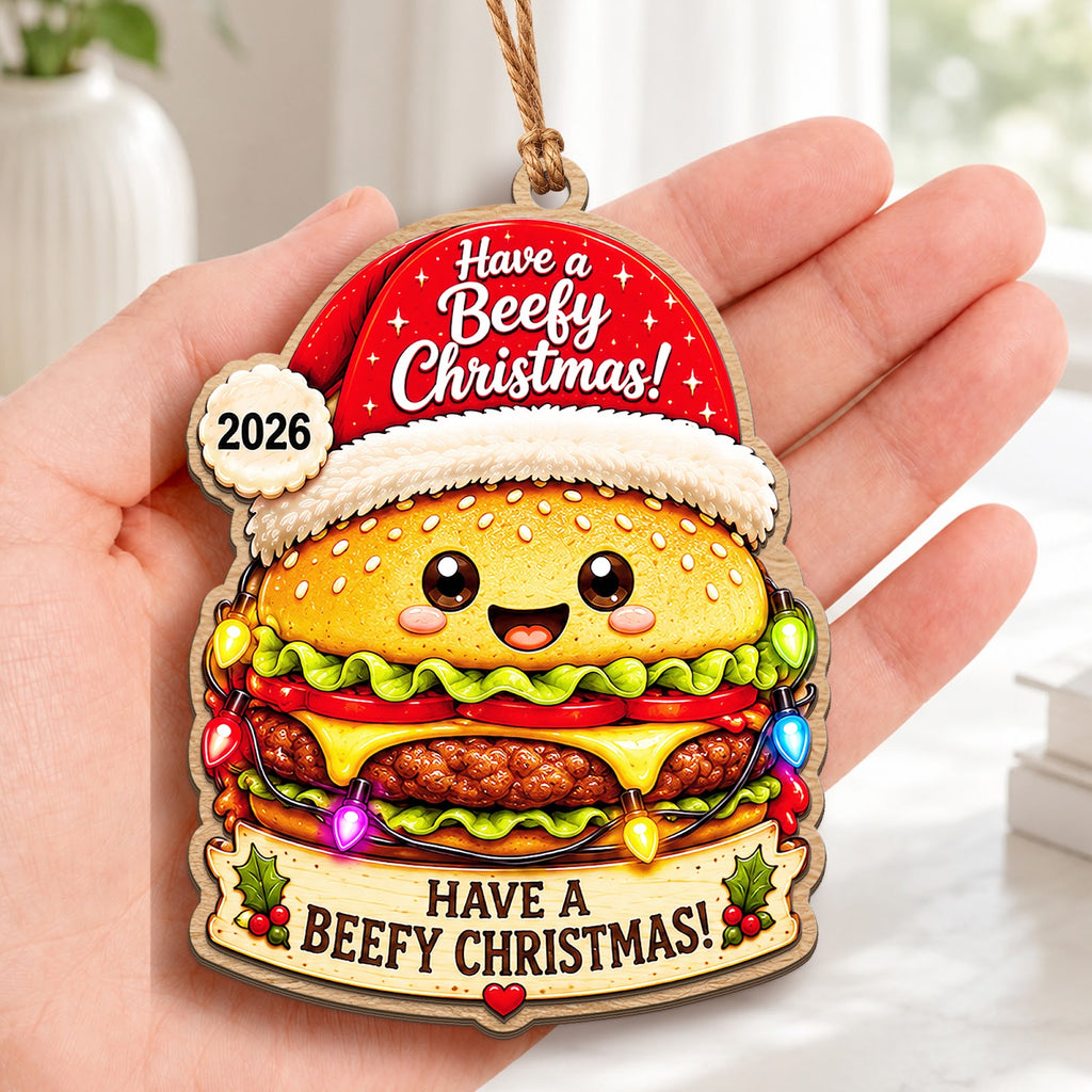 Cheeseburger Wood Christmas Ornament