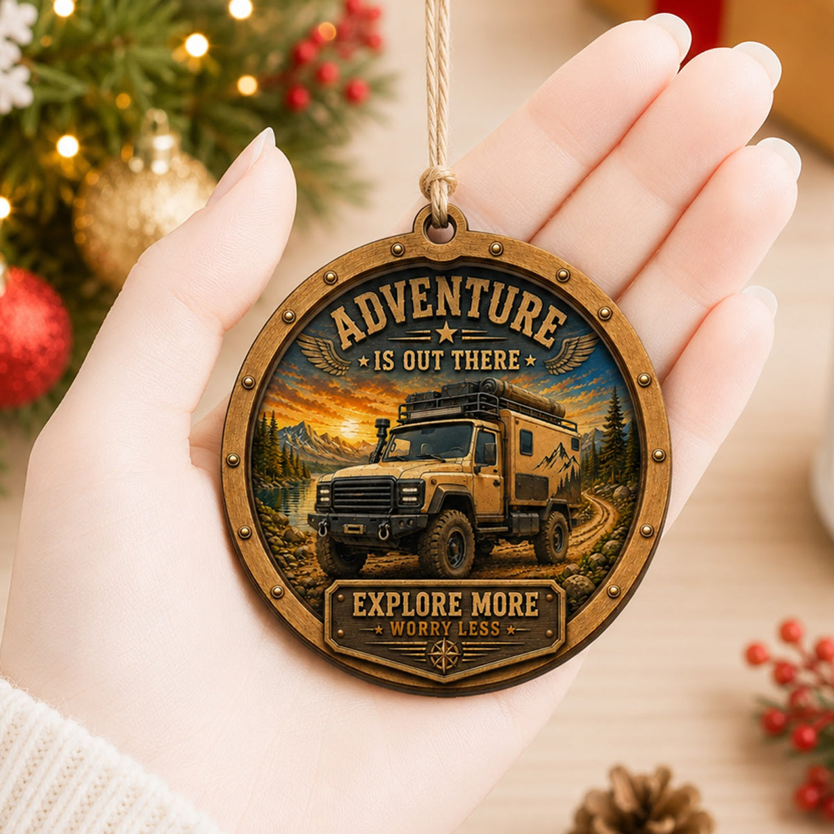 Overland Camper Off Road Travel Christmas Ornament, Off-Road Explorer Keepsake, Wood Ornament