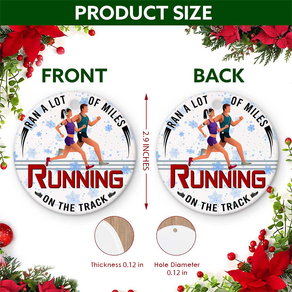 Running Christmas Ornament, Couple On The Track Gift, Ceramic Hanging Tree Decoration