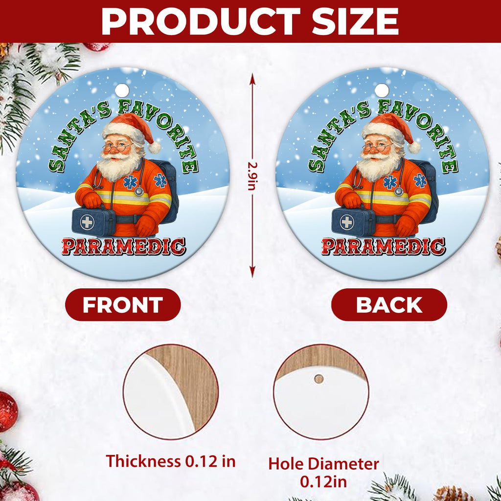 Paramedic Christmas Ornament, Santas Favorite EMT Gift, Ceramic Hanging Tree Decoration