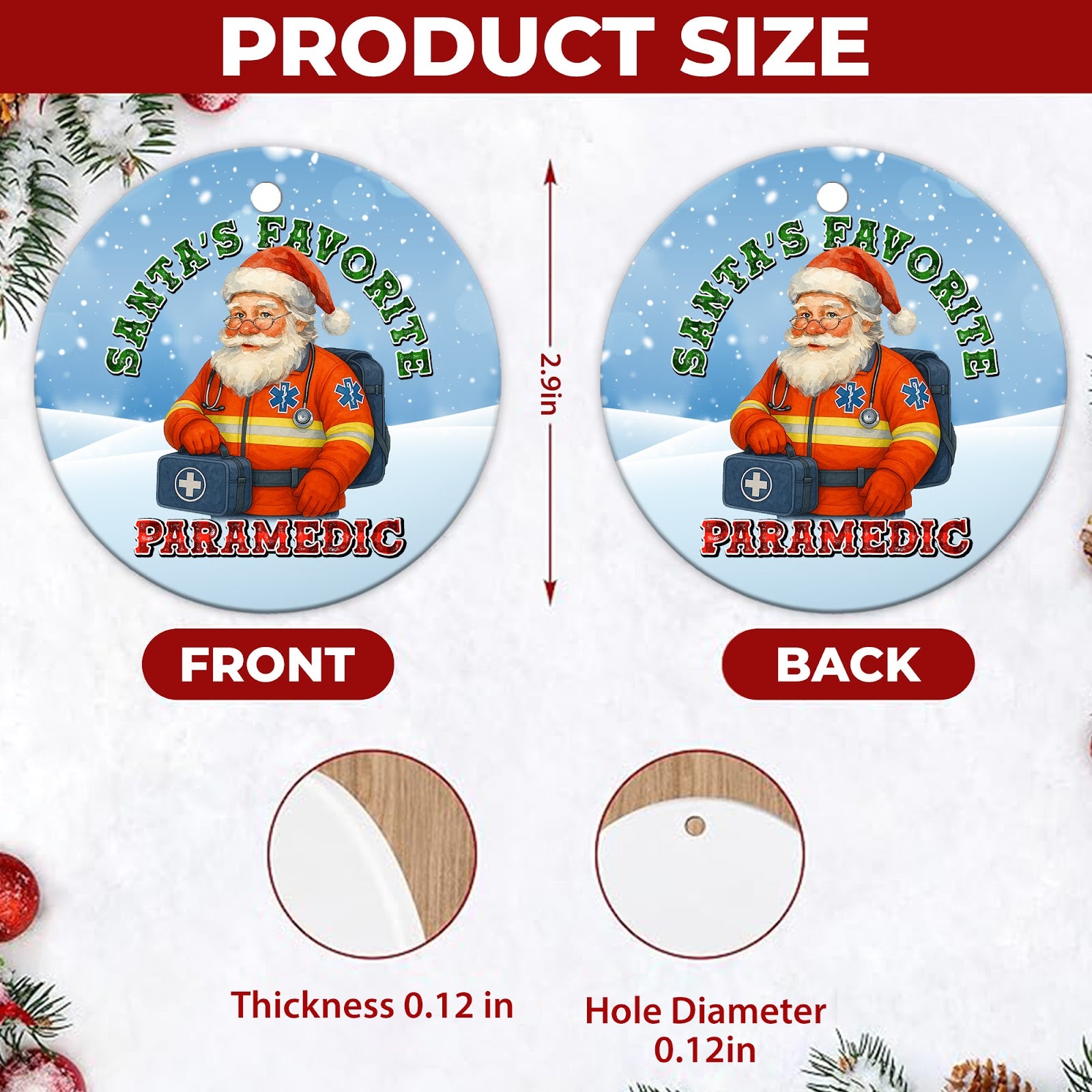 Paramedic Christmas Ornament, Santas Favorite EMT Gift, Ceramic Hanging Tree Decoration