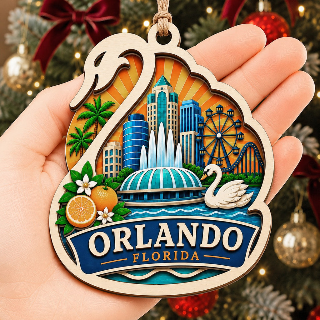 Los Angeles Christmas Ornament, California Hillside Sign Souvenir Gift, Wood Tree Decoration