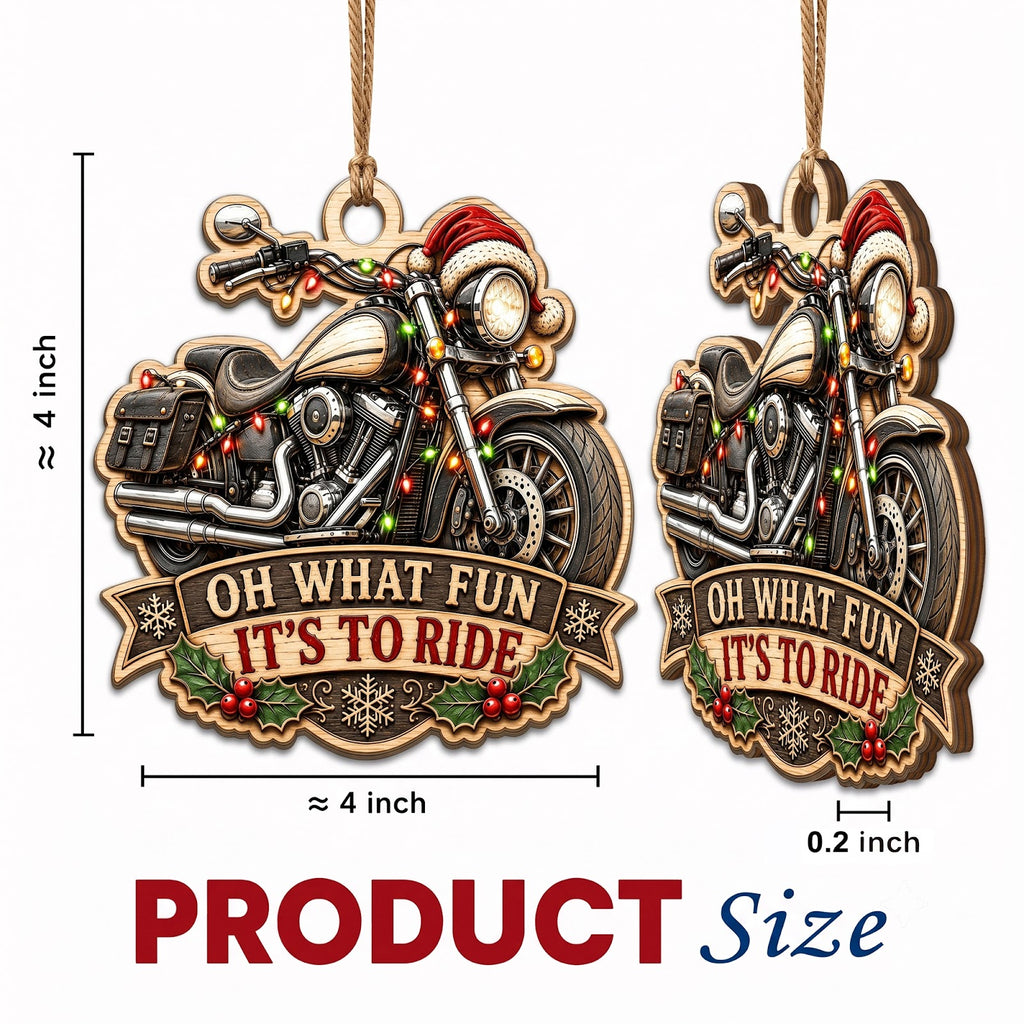 Motorcycle Biker Rider Christmas Ornament, Stocking Stuffer For Biker, Wood Tree Decoration