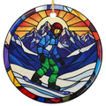 Snowboarder Carving Past Glass Peaks Under a Blazing Sun. Ceramic Keepsake for Riders and Season Pass Holders.