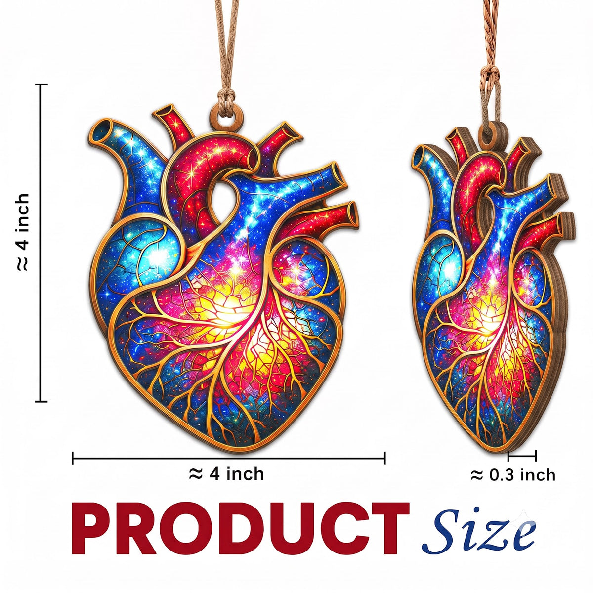 Anatomical Heart Human Biology Christmas Ornament, Stocking Stuffer For Nurse, Wood Ornament