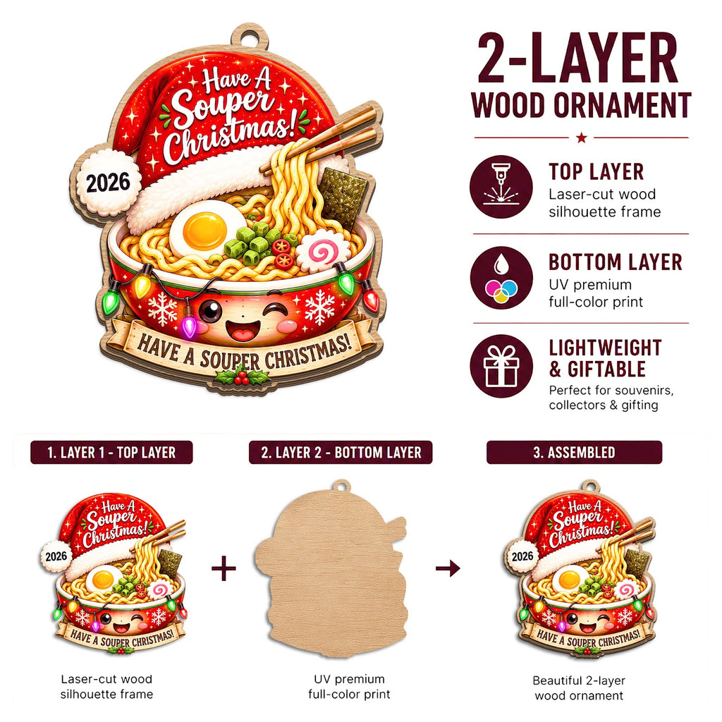 Ramen Wood Christmas Ornament