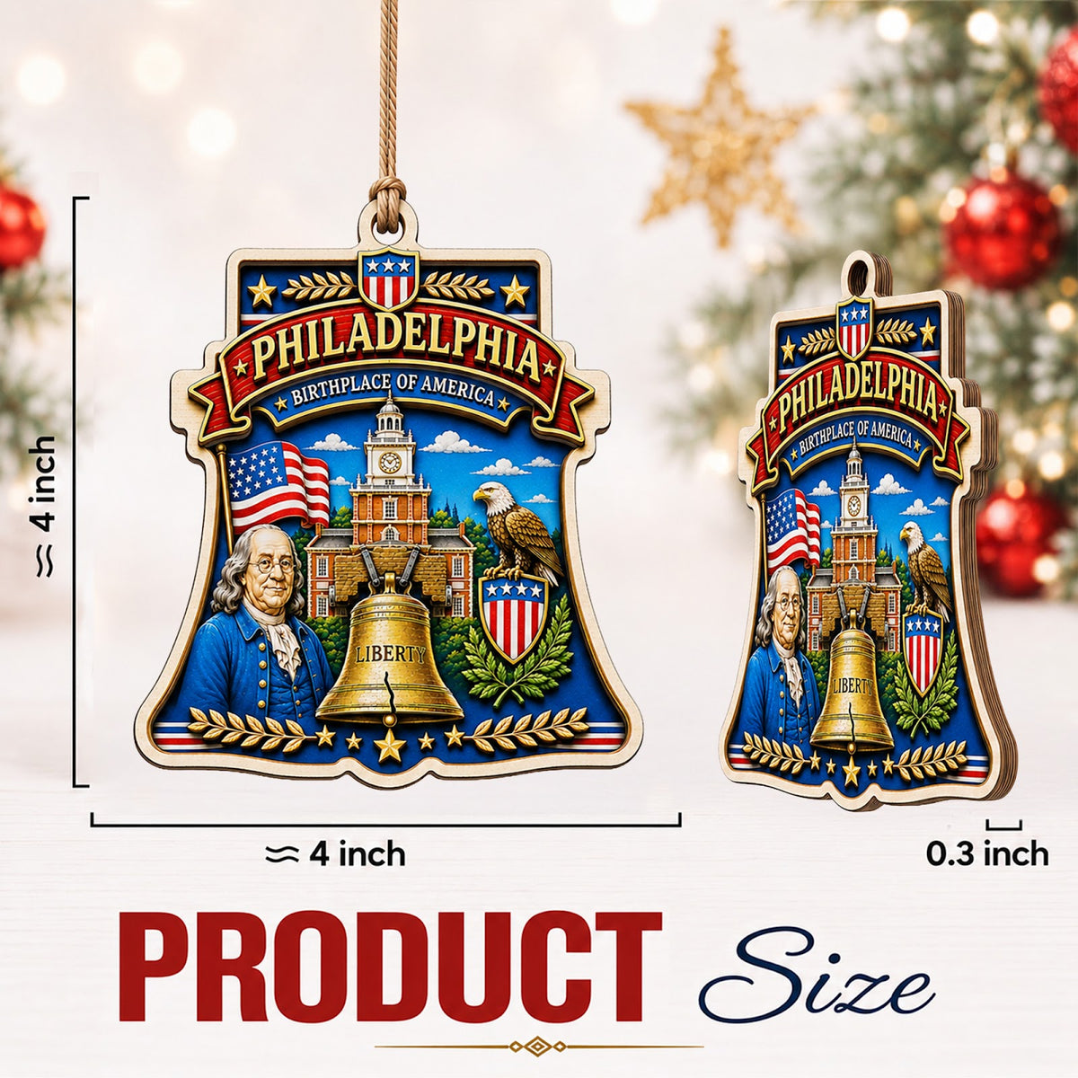 Santorini Christmas Ornament, Greece Blue Dome Aegean Souvenir Gift, Wood Tree Decoration