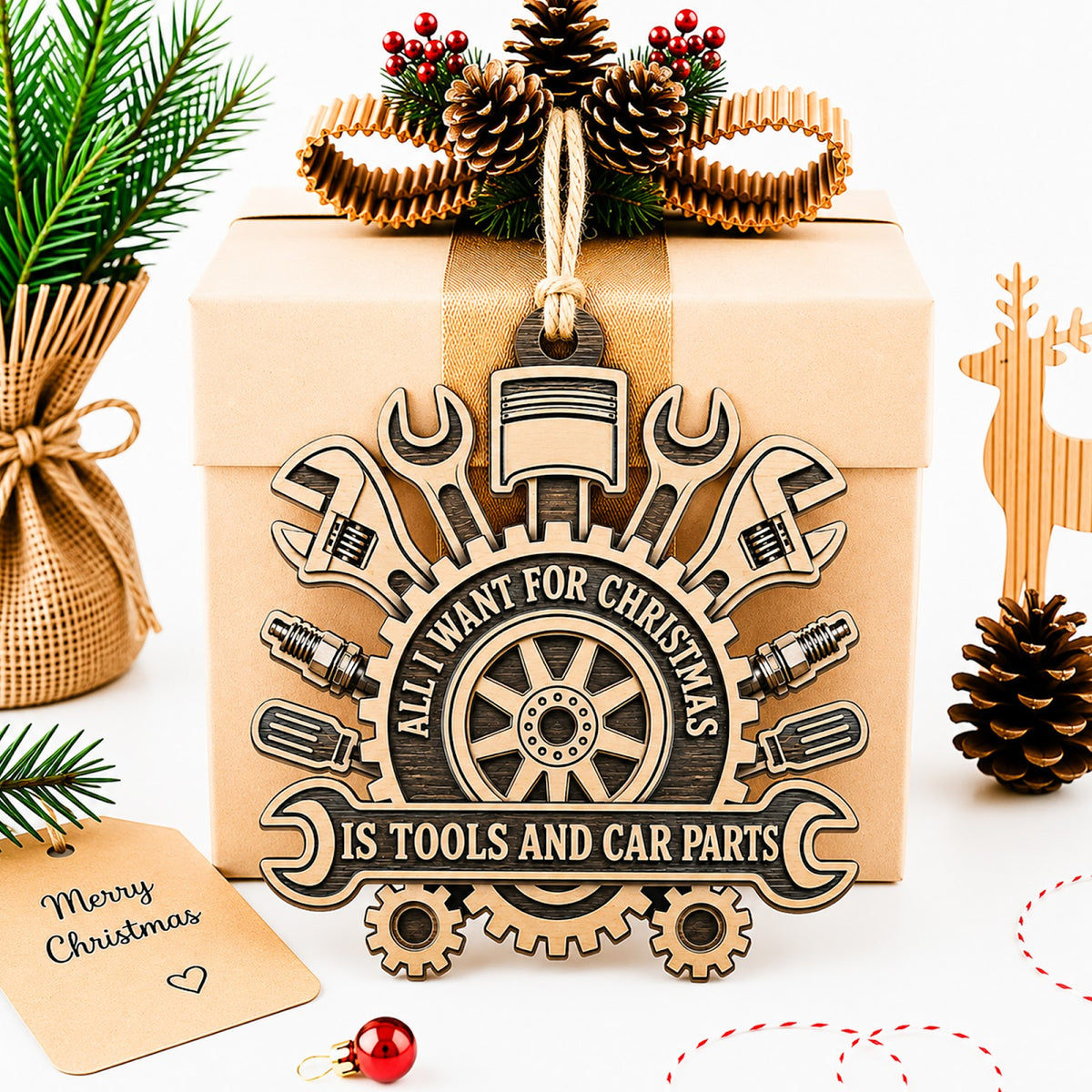 Mechanic All Christmas Ornament, Stocking Stuffer For Car Enthusiast, Wood Tree Decoration