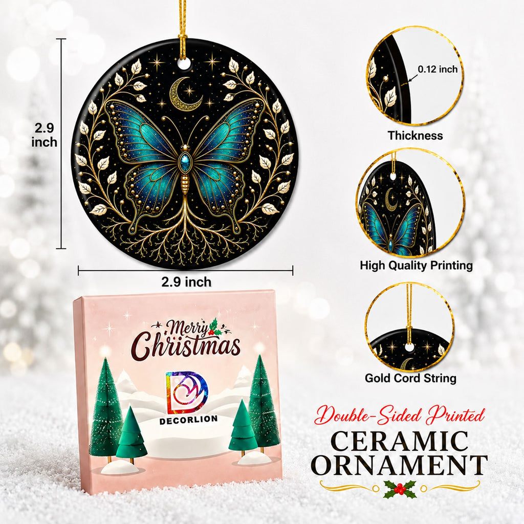 Tree of Life Butterfly Christmas Ornament, Butterfly Memorial Gift, Ceramic Tree Decoration