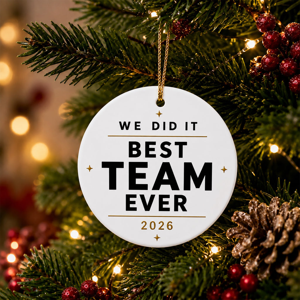 We Did It Best Team Ever Christmas Ornament, Team Appreciation Gift, Ceramic Tree Decoration