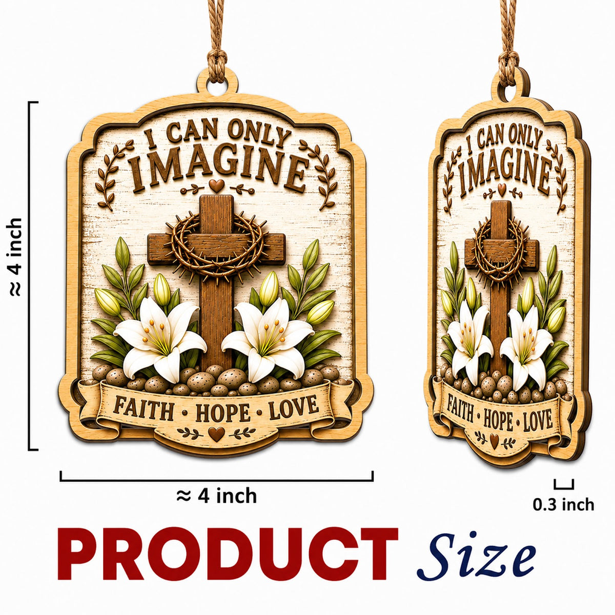 Imagine Christmas Ornament, Inspirational Keepsake, Wood Hanging Tree Decoration