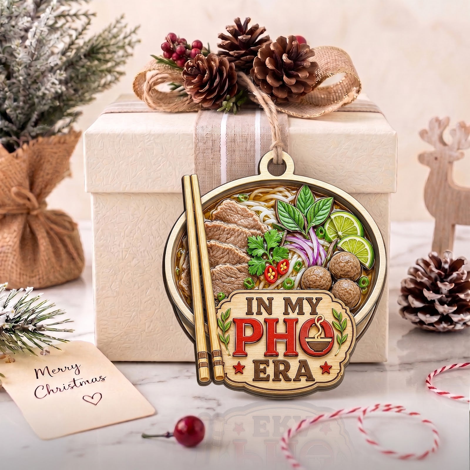 Pho Wood Christmas Ornament