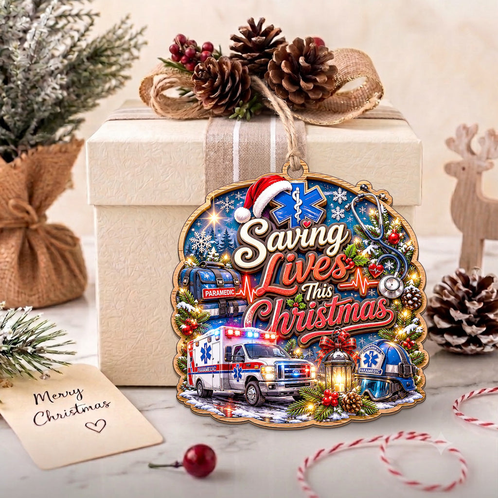 Paramedic Wood Christmas Ornament