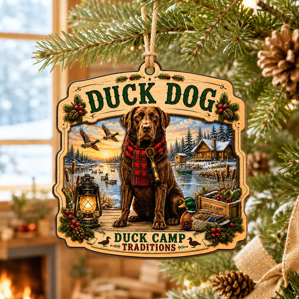 Duck Dog Hunting Retriever Lab Christmas Ornament, Lab Retriever Keepsake, Wood Tree Decoration