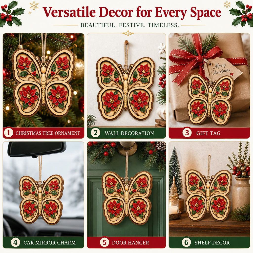 Butterfly Christmas Ornament, Stocking Stuffer For Butterfly Lover, Wood Tree Decoration